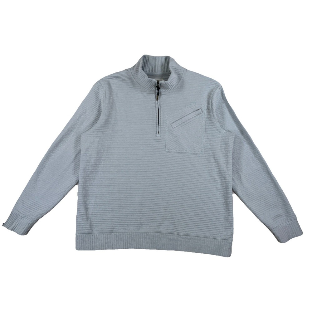Billy Reid Ribbed 1/4 Zip Pullover Men's XL Light Blue